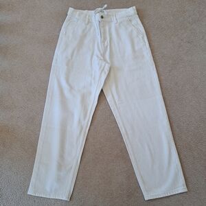 Uniqlo Women's White Jeans Size Small Drawstring Classic Casual Denim